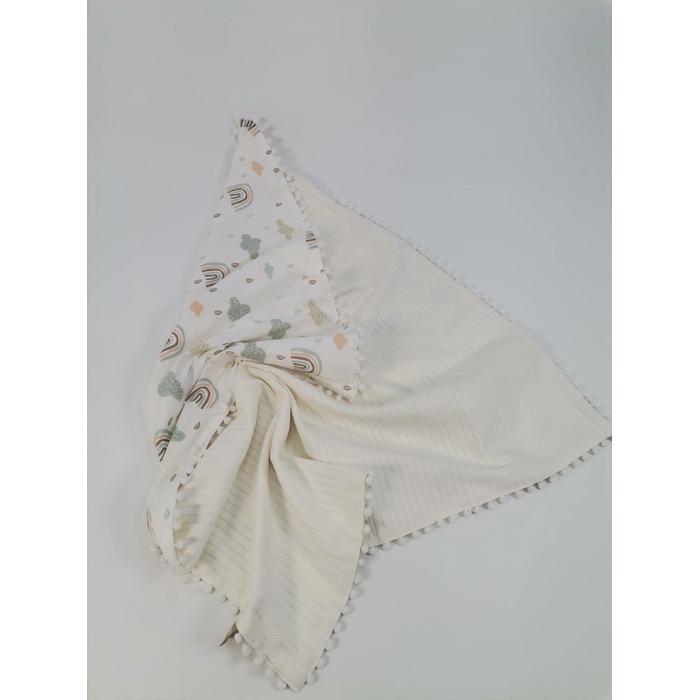 Babynest 8'li set krem örgü pike - gökkuşaklı poplin