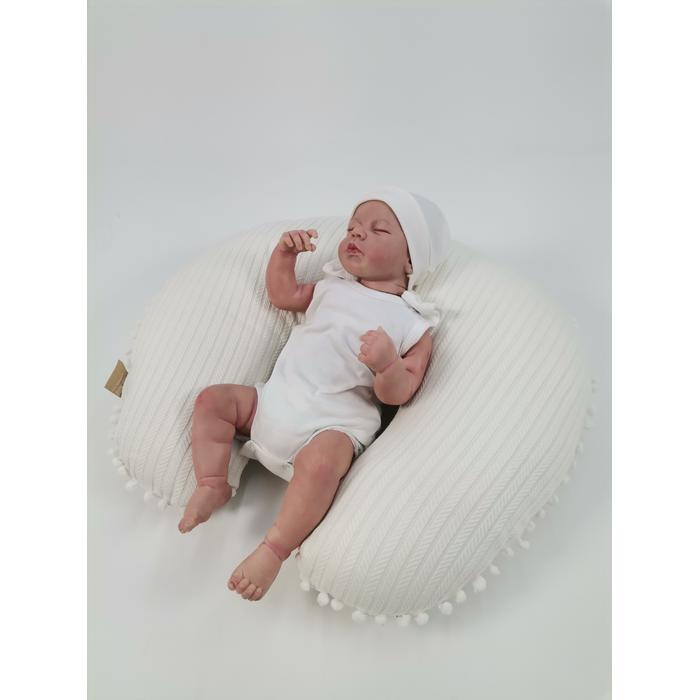 Babynest 8'li set krem örgü pike - pembe tüylü poplin