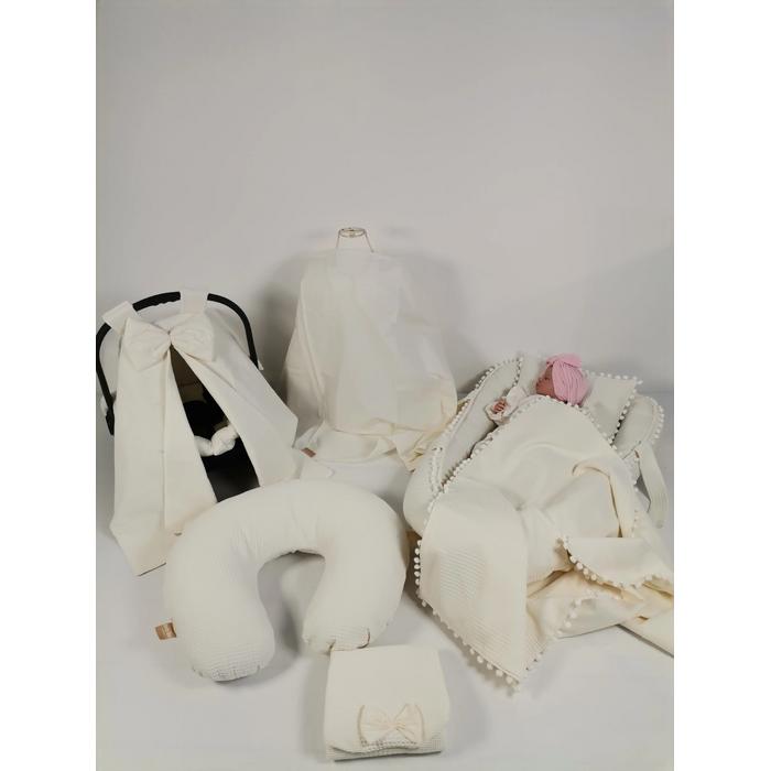Babynest 8'li set krem waffle pike - krem poplin
