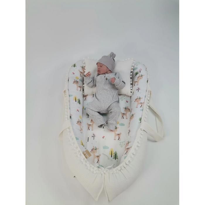 Babynest 8'li set krem waffle pike - karacalı poplin