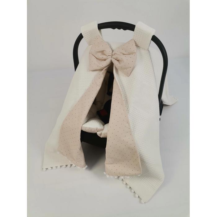 Babynest 8'li set krem waffle pike - bej zemin üstü kahve rengi puantiyeli