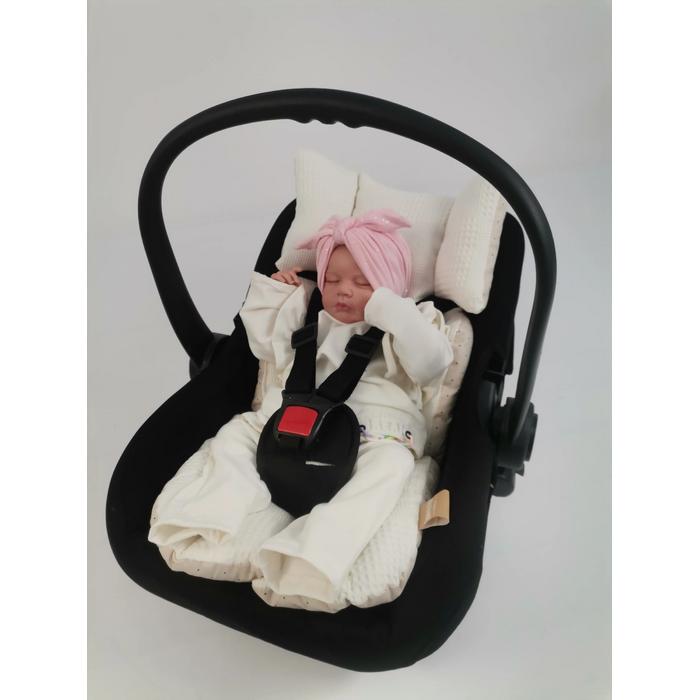 Babynest 8'li set krem waffle pike - bej zemin üstü kahve rengi puantiyeli