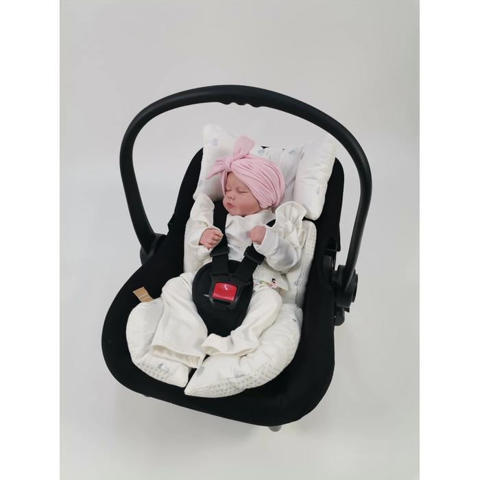 Babynest 8'li set krem waffle pike - gümüş kalpli poplin