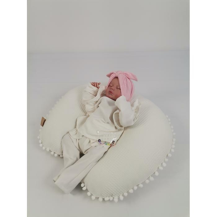 Babynest 8'li set krem waffle pike - bej zemin üstü kahve rengi puantiyeli