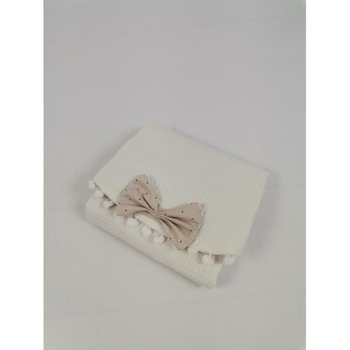 Babynest 8'li set krem waffle pike - bej zemin üstü kahve rengi puantiyeli