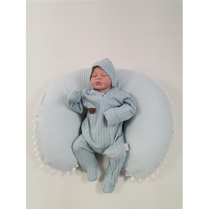 Babynest 8'li set mavi waffle pike - hayvan figürlü poplin