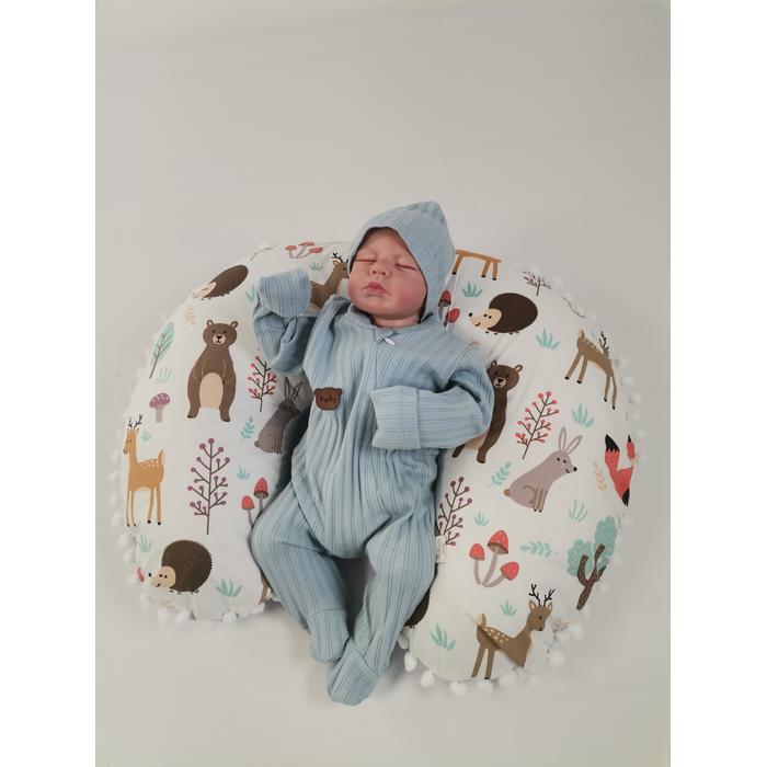 Babynest 8'li set mavi waffle pike - hayvan figürlü poplin