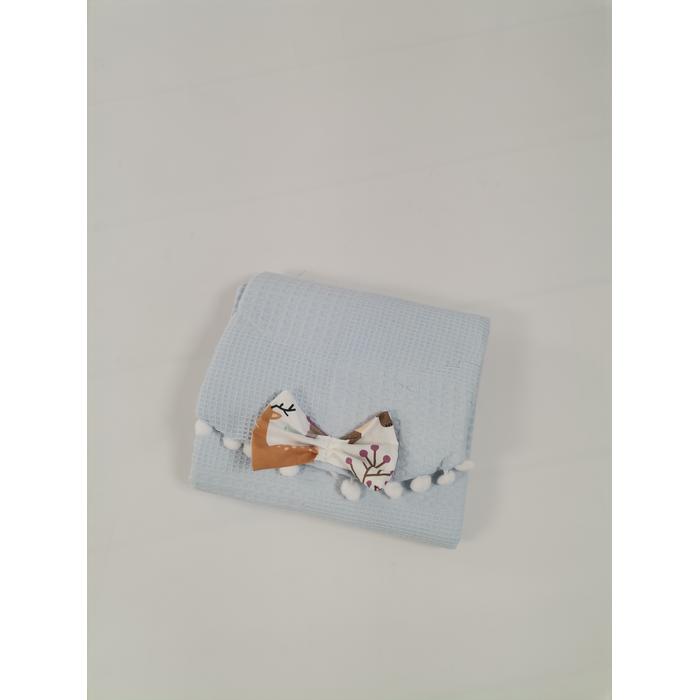 Babynest 8'li set mavi waffle pike - hayvan figürlü poplin