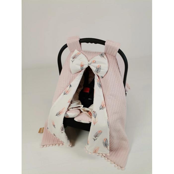 Babynest 8'li set pudra örgü pike - pembe tüylü poplin