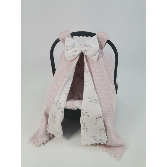 Babynest 8'li set pudra örgü pike - pembe zeytin dalı desenli poplin