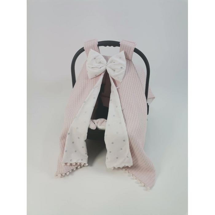 Babynest 8'li set pudra örgü pike - gümüş puantiyeli poplin