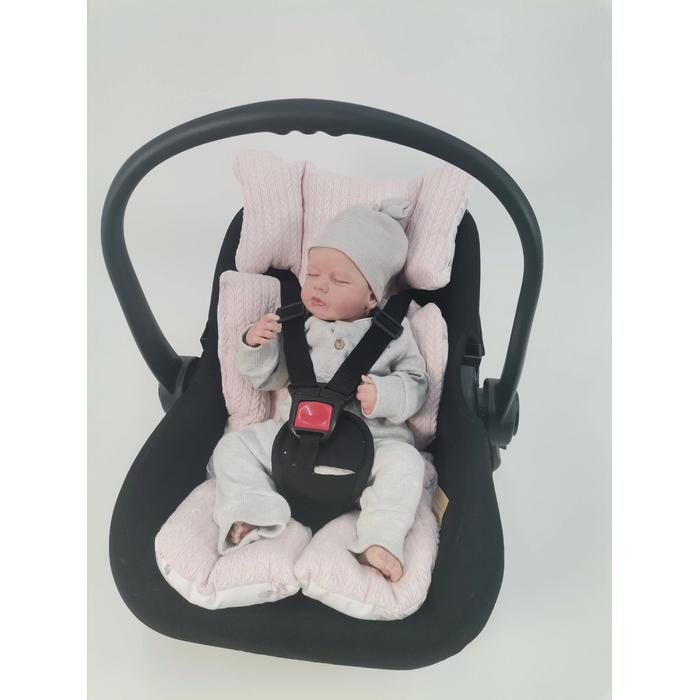 Babynest 8'li set pudra örgü pike - pembe zeytin dalı desenli poplin