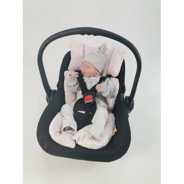 Babynest 8'li set pudra örgü pike - gümüş puantiyeli poplin