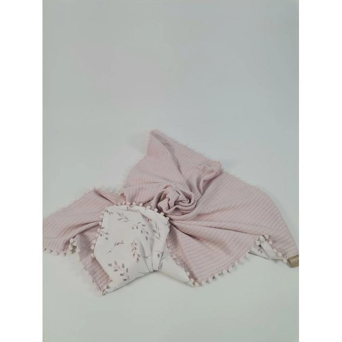 Babynest 8'li set pudra örgü pike - pembe zeytin dalı desenli poplin