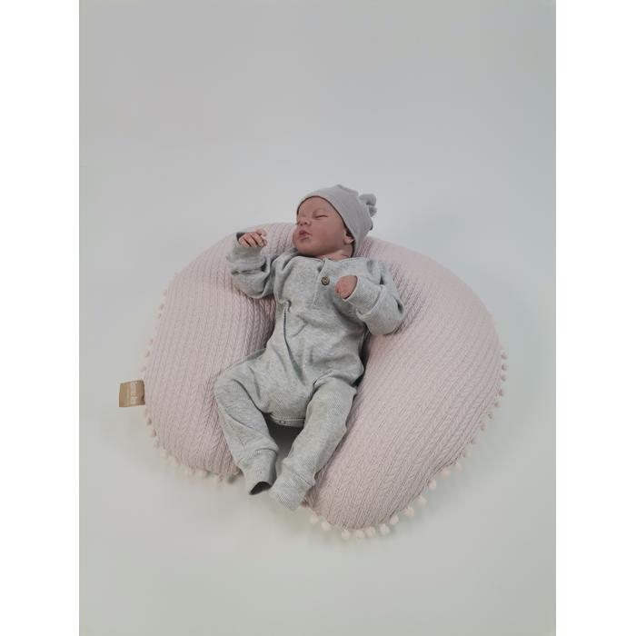 Babynest 8'li set pudra örgü pike - gümüş puantiyeli poplin