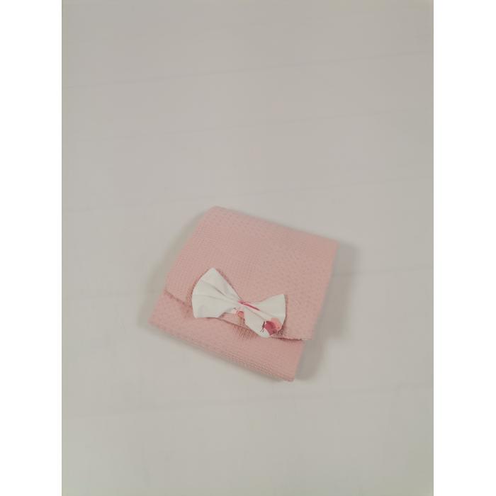 Babynest 8'li set pudra pembe waffle klasik pike - pudra kelebekli poplin