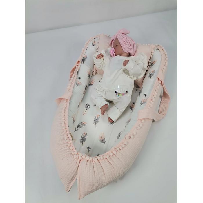 Babynest 8'li set somon waffle pike - pembe tüylü poplin