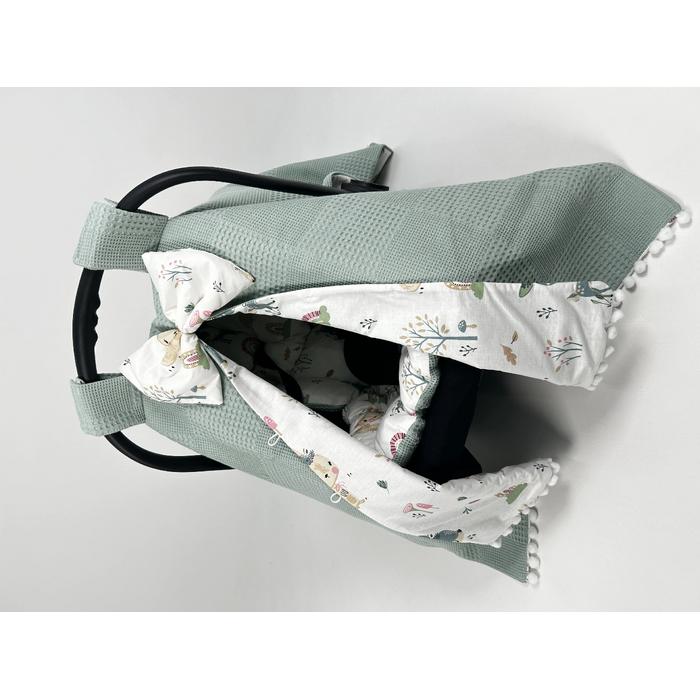 Babynest 8'li set yeşil waffle pike - yeni ceylanlı poplin