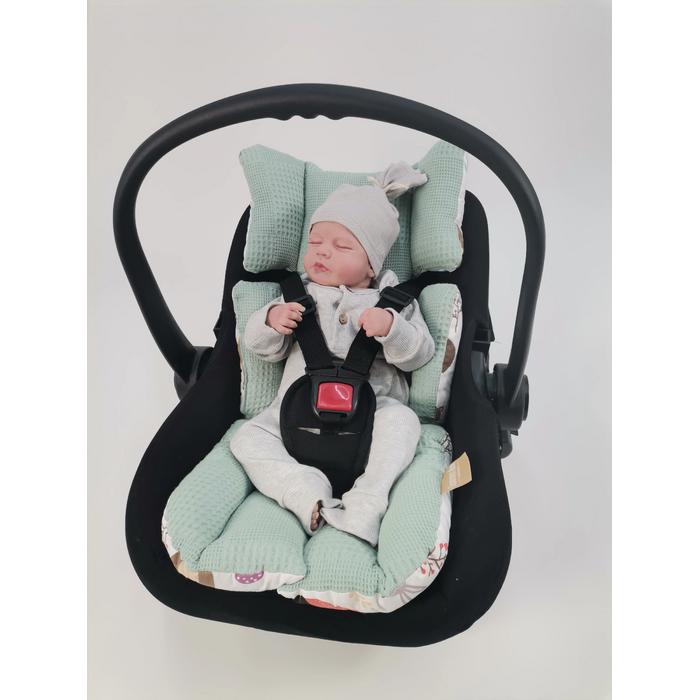 Babynest 8'li set yeşil waffle pike - hayvan figürlü poplin