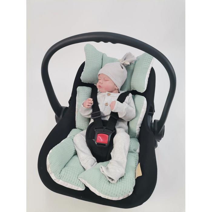 Babynest 8'li set yeşil waffle pike - sevimli hayvanlar poplin