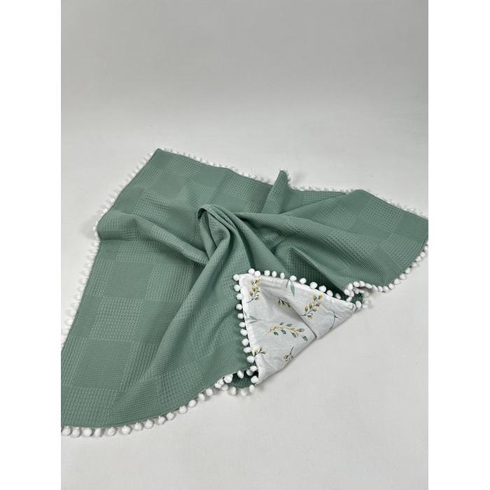 Yuvarlak babynest 9'lu set yeşil waffle pike - yeşil zeytindalı desenli poplin