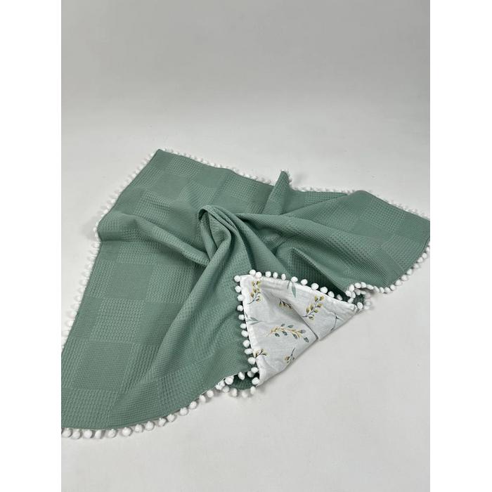 Babynest 8'li set yeşil waffle pike - yeşil zeytindalı desenli poplin