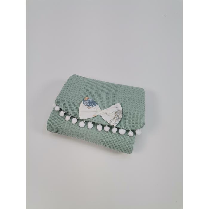 Babynest 8'li set yeşil waffle pike - sevimli hayvanlar poplin