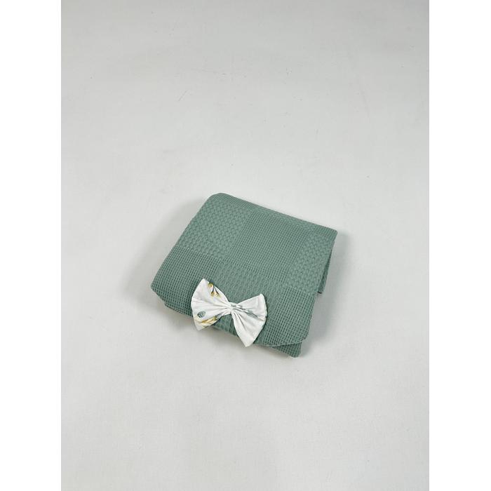 Yuvarlak babynest 9'lu set yeşil waffle pike - yeşil zeytindalı desenli poplin