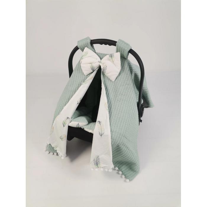 Babynest 8'li set yeşil örgü pike -  yeşil tüylü poplin