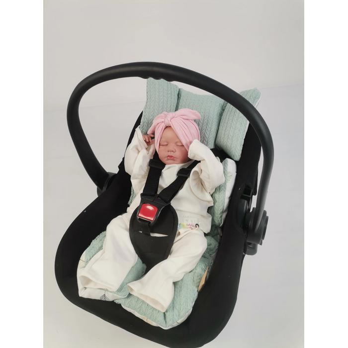 Babynest 8'li set yeşil örgü pike -  yeşil tüylü poplin