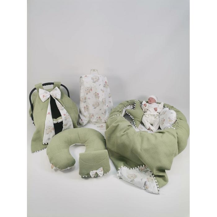 Babynest 9'lu set fıstık yeşili waffle pike - koala poplin
