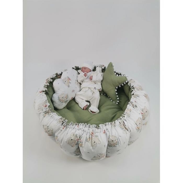 Babynest 9'lu set fıstık yeşili waffle pike - koala poplin