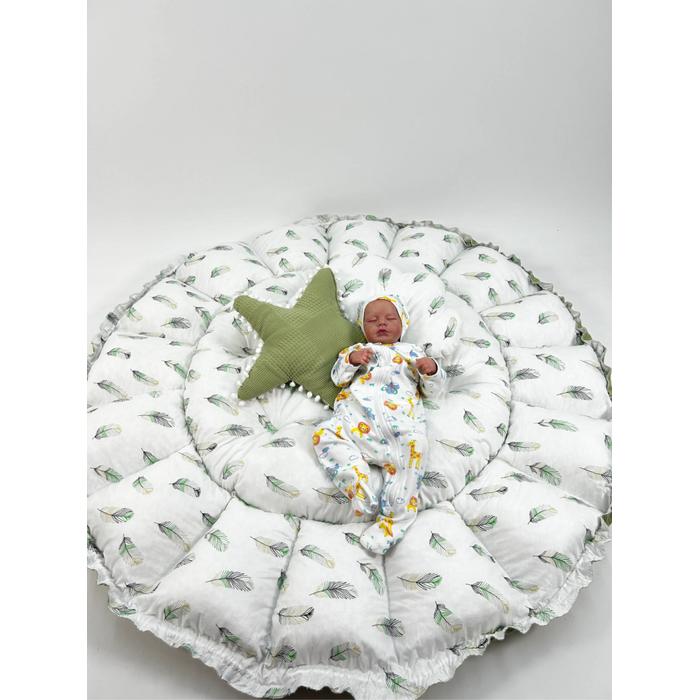 Babynest 9'lu set fıstık yeşili waffle pike - yeşil tüylü poplin