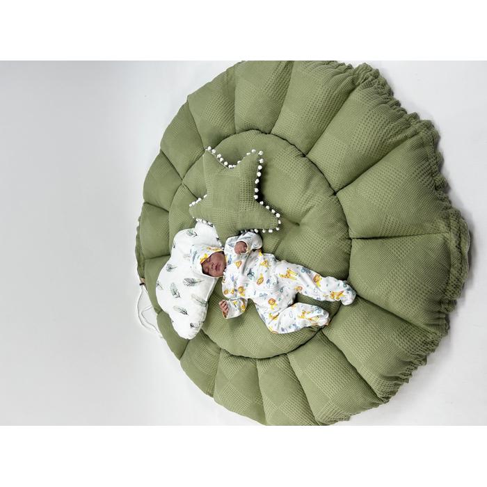 Babynest 9'lu set fıstık yeşili waffle pike - yeşil tüylü poplin