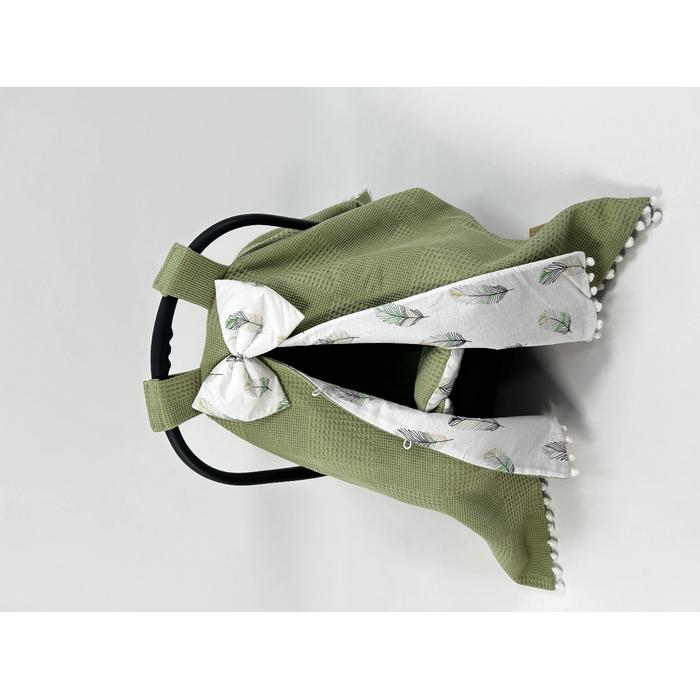 Babynest 9'lu set fıstık yeşili waffle pike - yeşil tüylü poplin