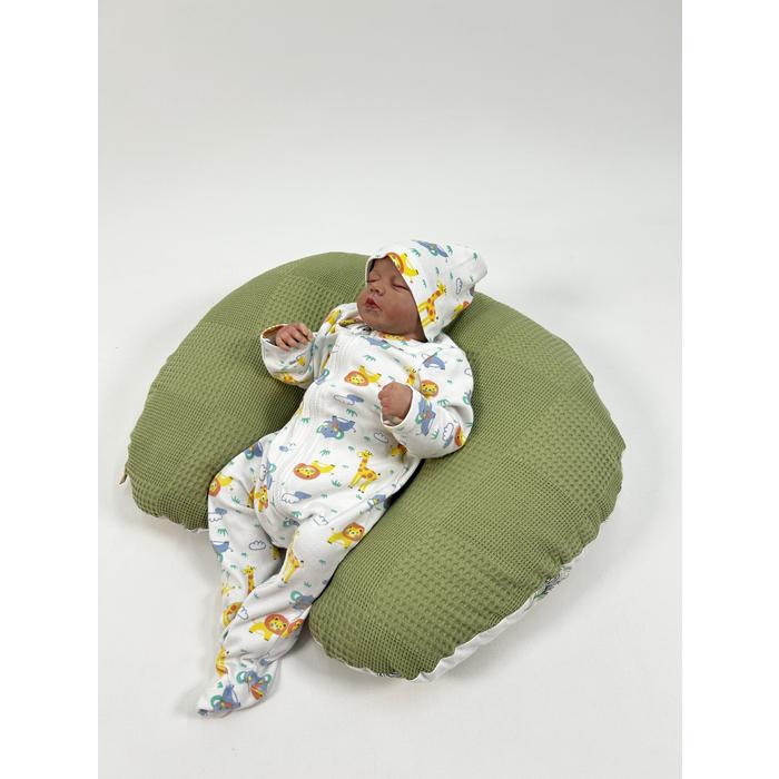 Babynest 9'lu set fıstık yeşili waffle pike - yeşil tüylü poplin