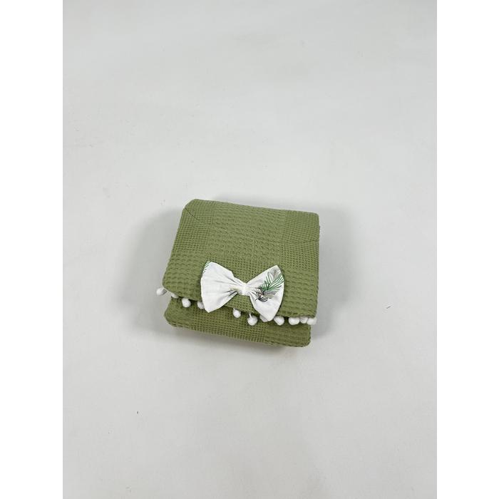 Babynest 9'lu set fıstık yeşili waffle pike - yeşil tüylü poplin