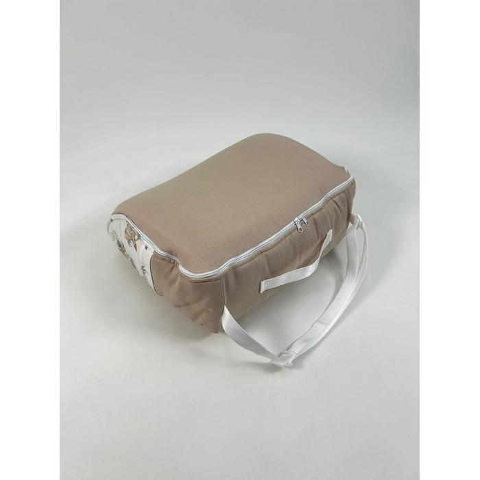 Çantalı babynest bej panama keten  - koala desenli poplin