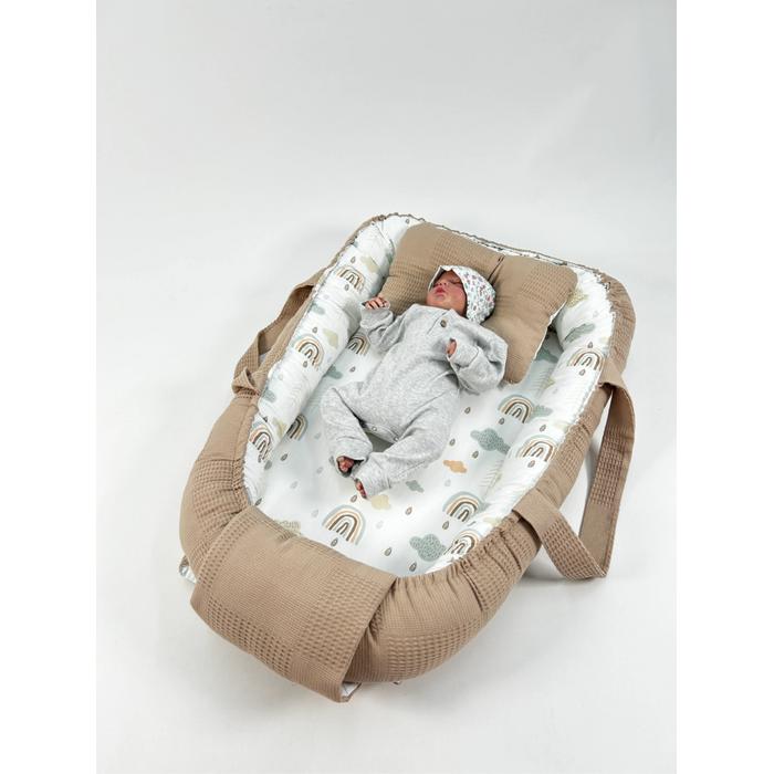 Babynest bej waffle pike - gökkuşaklı poplin