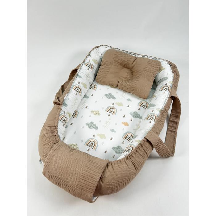 Babynest bej waffle pike - gökkuşaklı poplin