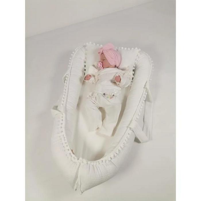 Babynest beyaz waffle pike - beyaz poplin