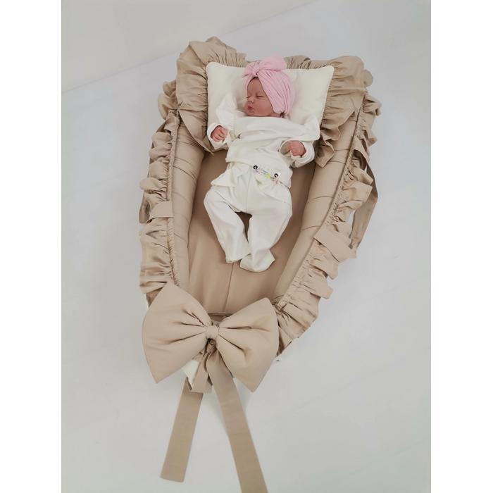 Babynest fırfırlı bej poplin - krem poplin