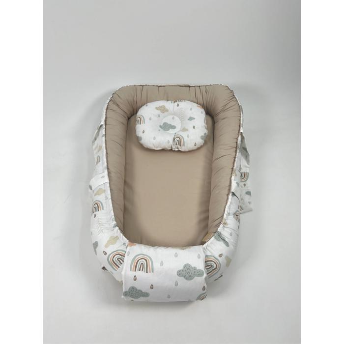 Babynest gökkuşaklı poplin - bej poplin