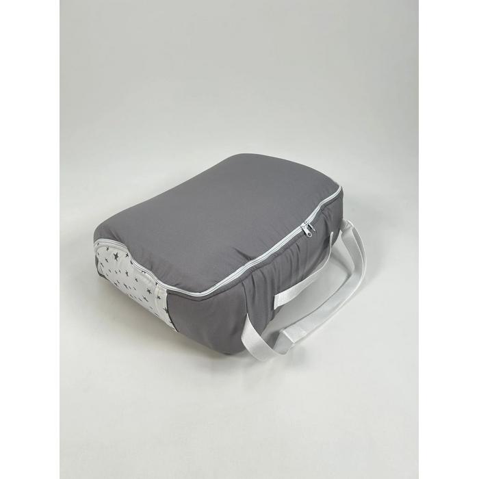 Çantalı babynest gri panama keten - gri yıldızlı poplin