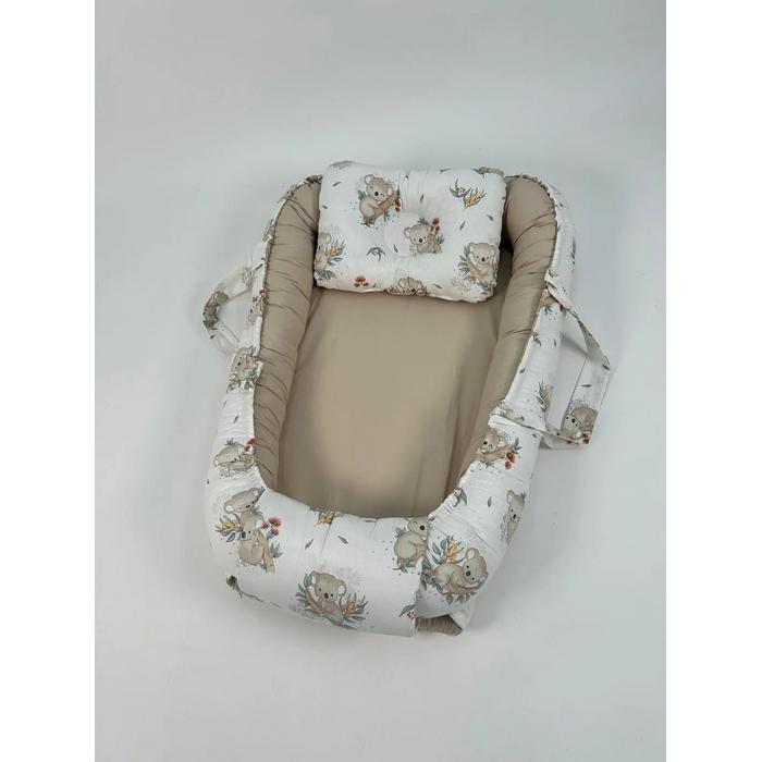 Babynest koala desenli poplin - bej poplin