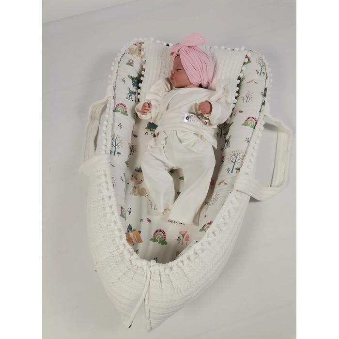 Babynest krem örgü pike - yeni ceylanlı poplin