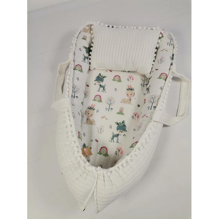 Babynest krem örgü pike - yeni ceylanlı poplin