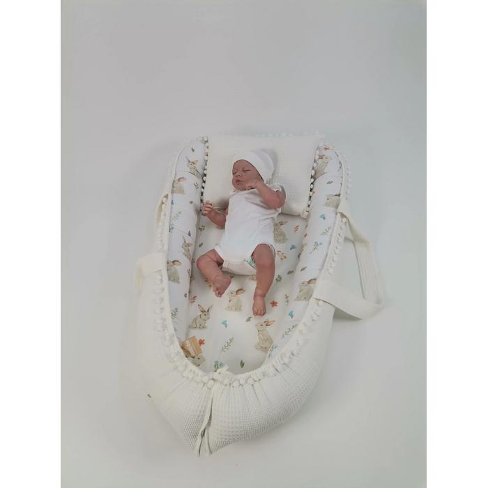 Babynest krem waffle pike - tavşanlı poplin