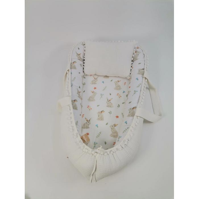 Babynest krem waffle pike - tavşanlı poplin