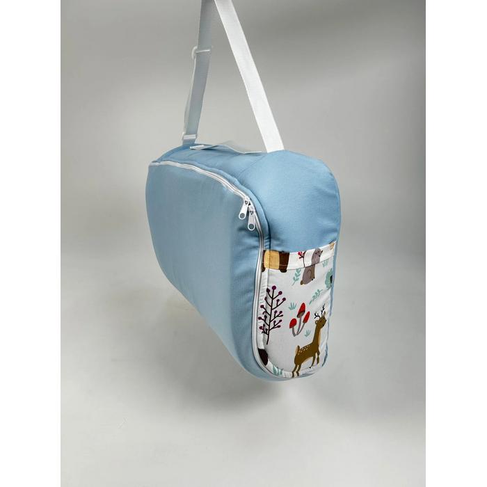 Çantalı babynest mavi panama keten - hayvan figürlü poplin